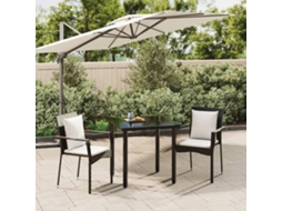 Conjunto 3 Peças Jantar P/ Jardim C/ Almofadões Vime Pe Preto Dkd Home Decor