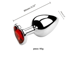 (vermelho M) Plug Anal De Metal Unissex, Brinquedo Para Masturbao