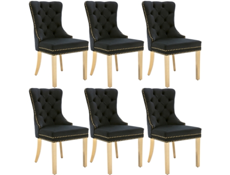 Conjunto De 6 Cadeiras De Veludo Com Pernas De Metal Preto Raumio