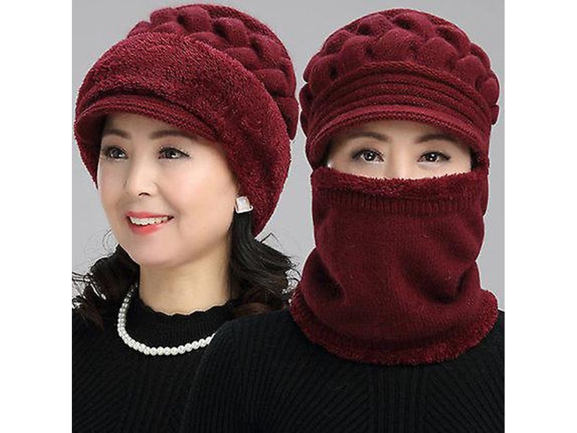 Fasst Gorro e Bufanda Inverno Mulher Lana Ajustável Atividades ao Ar Livre