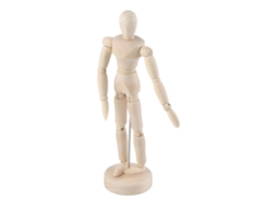 Baok - Boneca articulada de madeira inacabada com base para decoração de casa, 20 cm