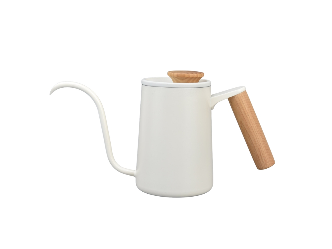 Cafeteira Com Alça De Aço Inoxidável, Bico Longo De Pescoço De Ganso, Chaleira Para Gotejamento, Bule De Café E Chá, Branco Fosco, 600ml Brilvibera
