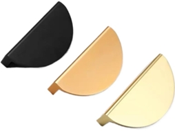 Puxador Semicircular Para Porta De Guarda Roupa, Par De Puxadores Montados Para Gaveta E Porta Armário Preto 77