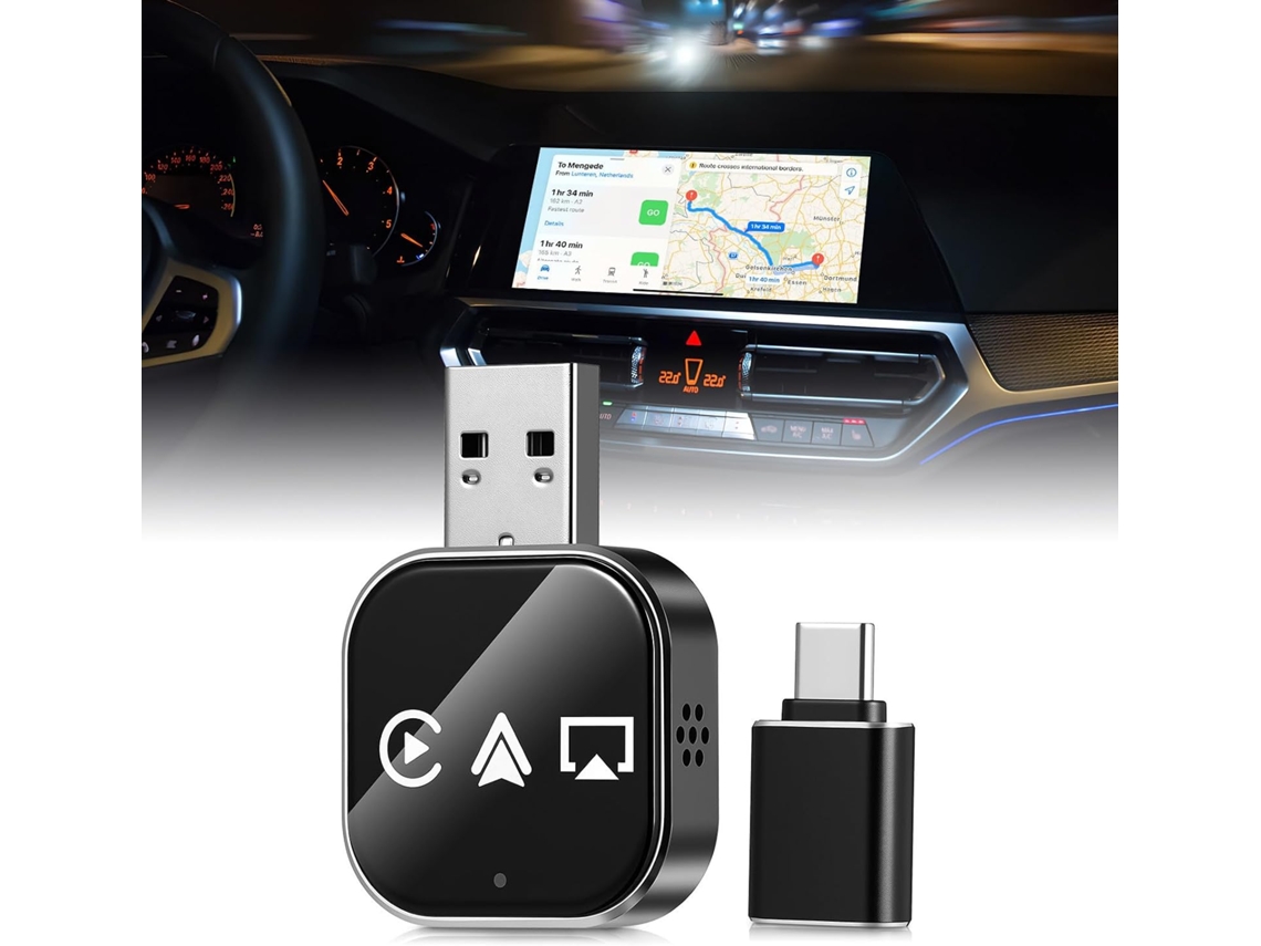 Adaptador Veicular Imikeya Com Conector Usb E Função De Espelhamento Tela, Feito De Metal E Vidro, Ideal Para