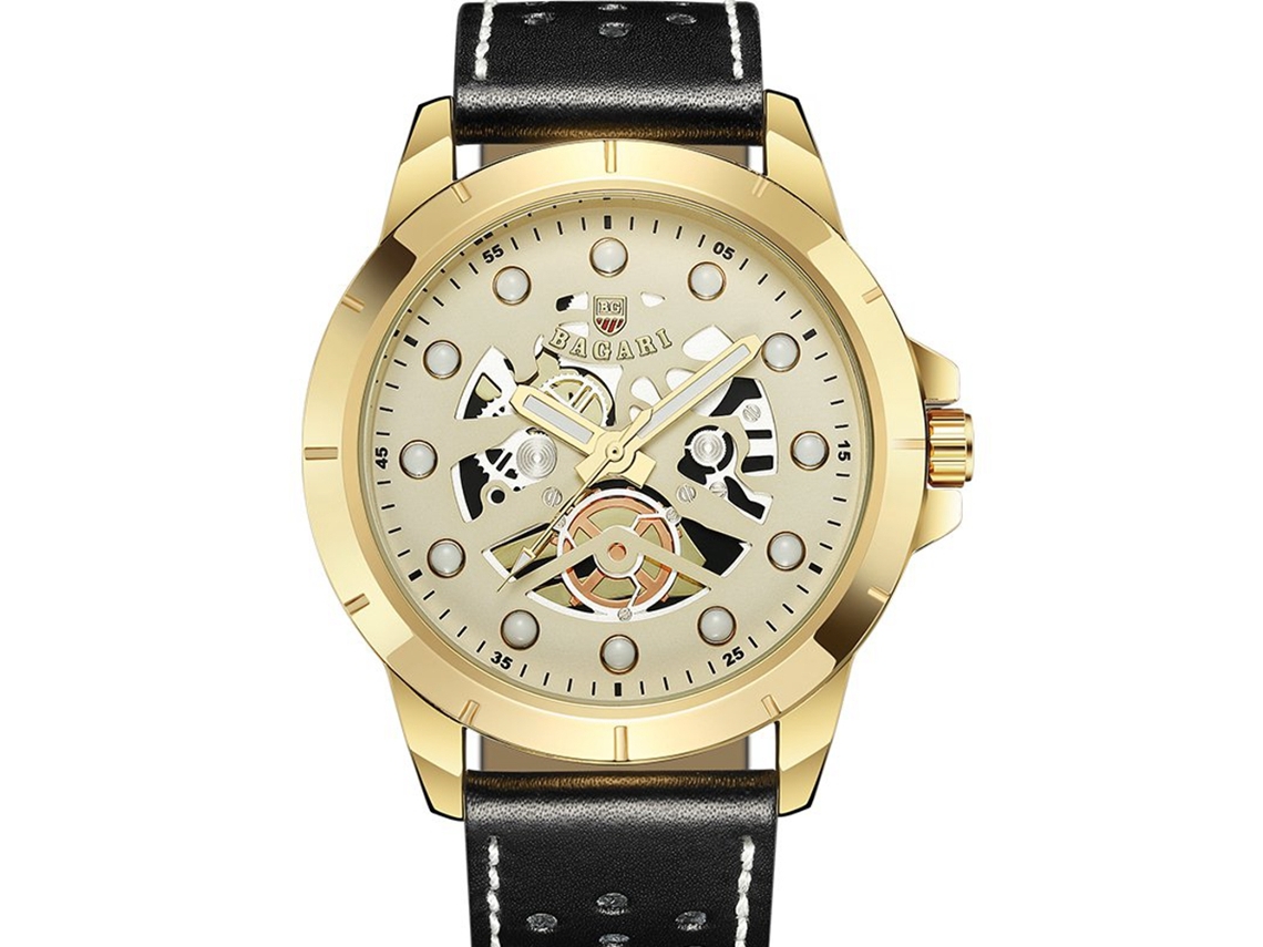 Reloj De Cuarzo Resistente Al Agua Para Hombre Y Mujer, Casual Y De Negocios, Bagari (oro+negro)
