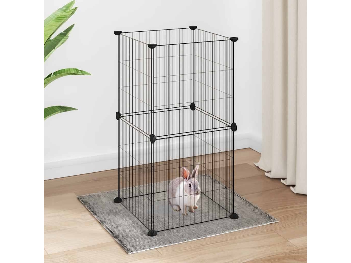 Vidaxl Gaiola P/ Animais De Estimação Com 8 Painéis 35x35x70 Cm Aço Preto