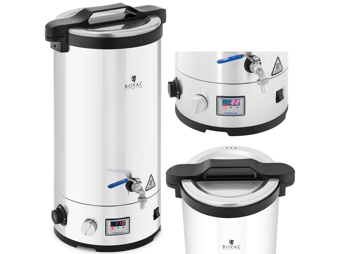 Royal Catering 30L Stainless Steel Brew Kettle with Timer 2500W