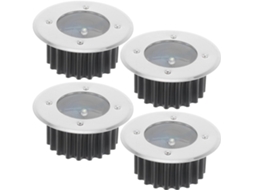 Conjunto De 4 Luminárias Solares Embutidas Em Aço Inoxidável Resistente À Água E Durável, Com Interruptor.