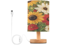 Abajur De Cabeceira Floral Colorido Para Quarto, Abajur De Cabeceira Led, Luminária De Leitura Com Portas Usb E Cúpula