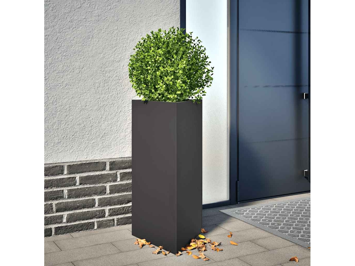 Vidaxl Vaso/floreira De Jardim Triangular 2 Pcs 40x34,5x75cm Aço Preto