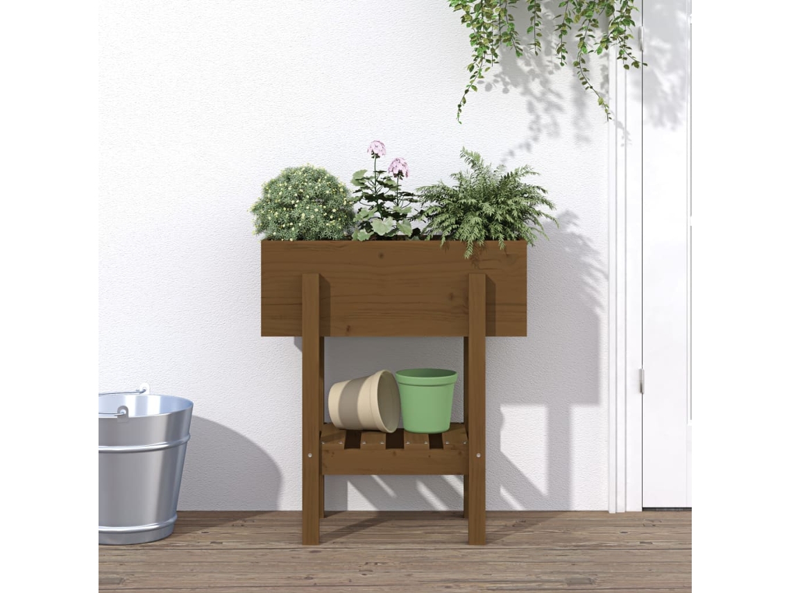 Vidaxl Vaso/floreira De Jardim 62x30x69 Cm Pinho Maciço Castanho-mel