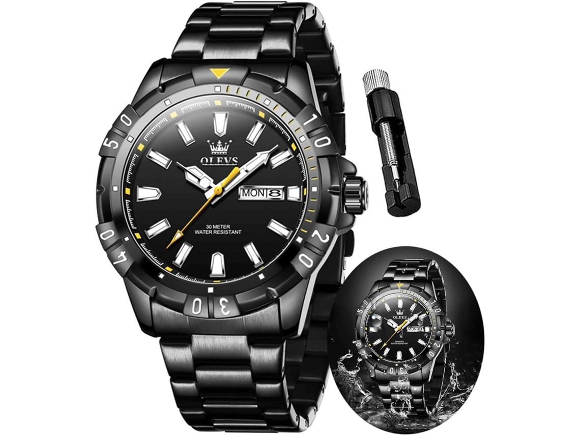 Lurelia Relógio Digital Masculino, Movimento De Quartzo, Analógico, Cronómetro, Data/calendário, Luminoso, Fase Da Lua, 42,5 Mm, 1,67 Polegadas, Preto