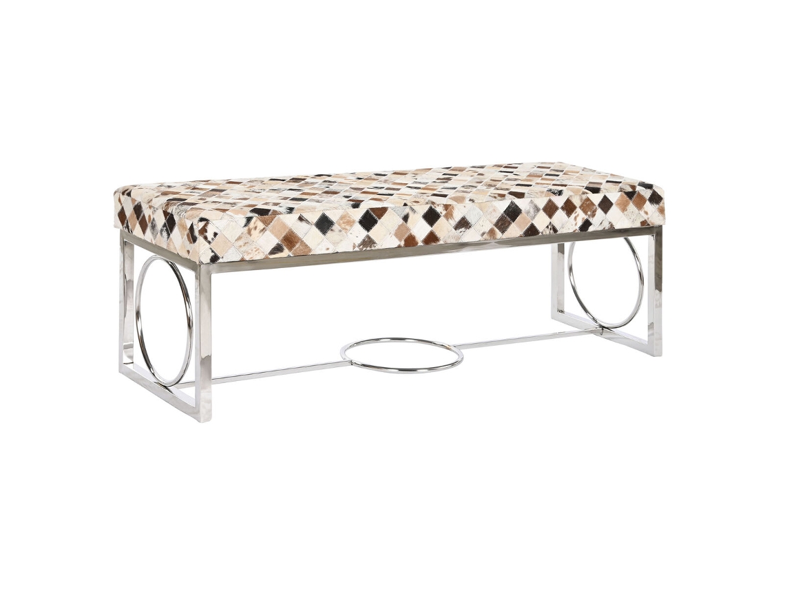Banqueta DKD HOME DECOR Castanho Bege Prateado Camel Aço 122x41x44 cm
