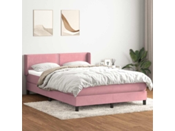 Vidaxl Cama Com Molas/colchão 160x220 Cm Veludo Rosa