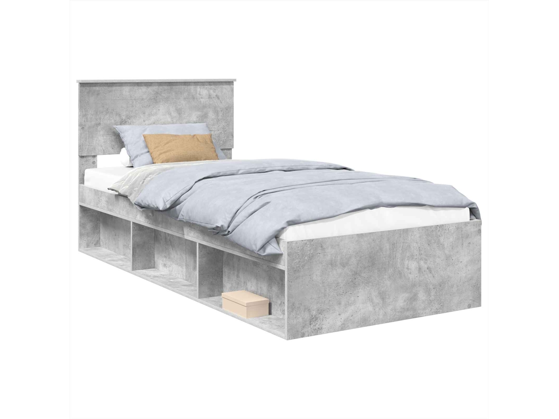 Estrutura da Cama com Cabeceira Cinza Concreto MAISON EXCLUSIVE 100x200 cm