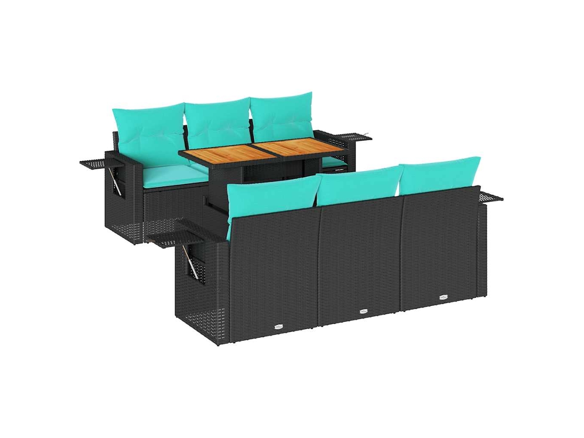 Conjunto de 7 Sofás para Jardim com Almofadões Vime Pe Preto MAISON EXCLUSIVE (7 pcs)