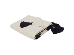 Manta Clásica Con Borlas Beliani Sedio De Algodón Blanco 125x150x0.5