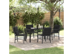 Vidaxl Conjunto De Jantar Para Jardim 5 Unid. Preto Vime Pe