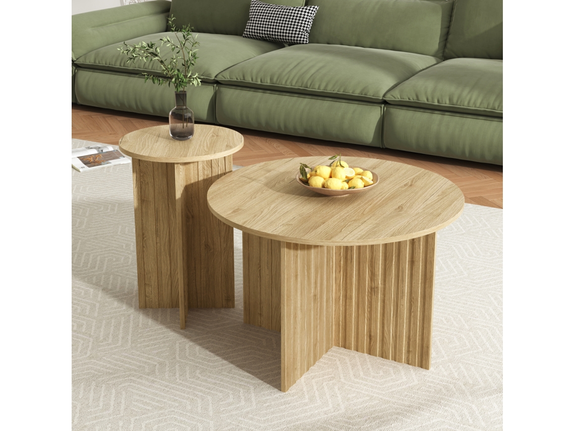 Conjunto 2 Mesas Centro Ninho Madeira, Escandinavo, Mdf/pb.-hw