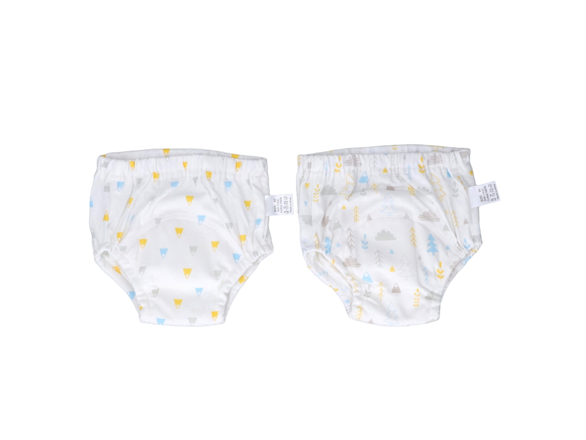 Primerox 2pcs Calcinhas de Treino Bebê Algodão Puro Reutilizáveis Cintura Elástica Tamanho M