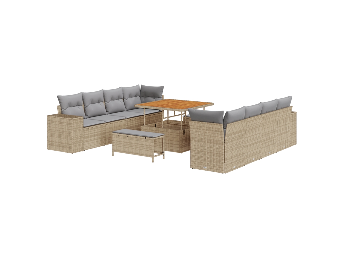 Conjunto 11 Móveis De Jardim Vidaxl Bege Madeira De Acácia Maciça (255 X 62 X 85 Cm)