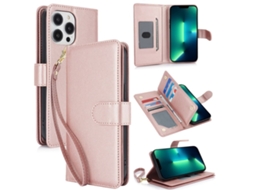Capa Carteira De Couro Para Iphone 13 Pro - Com Rfid - Para Vários Cartões