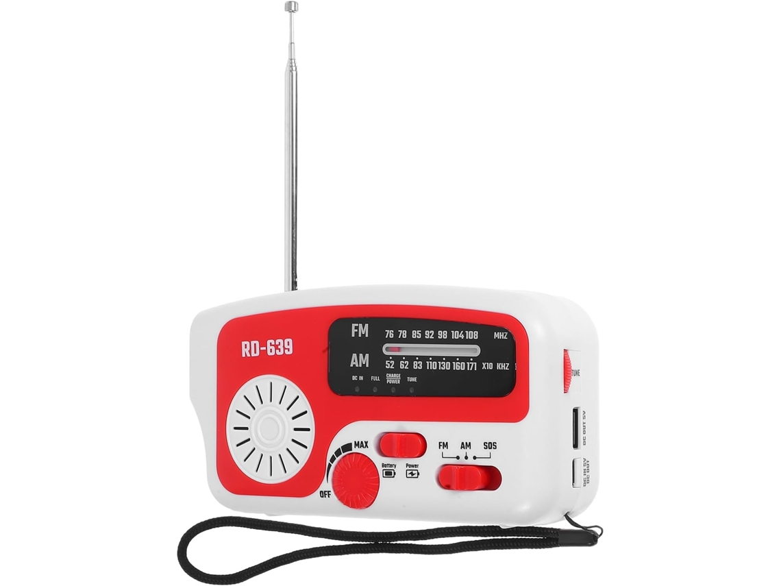 Rádio Portátil Solar Com Manivela, Lanterna De Emergência E Gerador Para