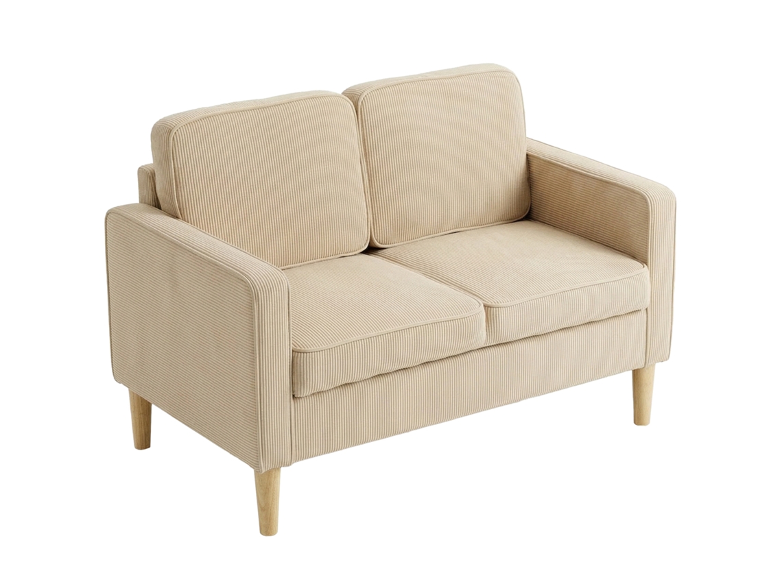 Sofá 2 lugares ZACHARY com almofadas decorativas, espaço de armazenamento, veludo, bege