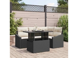 Vidaxl Conjunto De Sofá De Jardim 5 Unid. Preto E Creme