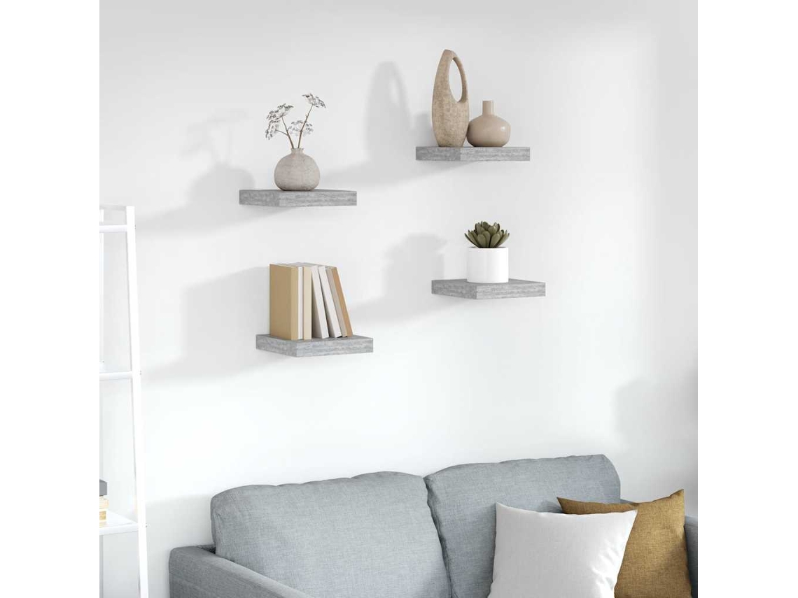 Vidaxl Prateleiras De Parede 4 Pcs 23x23,5x3,8cm Mdf Cinzento-cimento