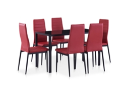 Vidaxl Conjunto De Jantar 7 Pcs Vermelho Tinto