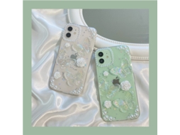 Capa Para Iphone 17 Pro Max Em Resina Epóxi Com Borboleta E Flor Em 3d Com Pérolas, Transparente E Macia.