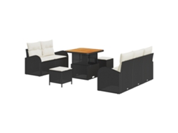 Conjunto 8 Móveis De Jardim Vidaxl Preto Vime Pe (179 X 62 X 85 Cm)