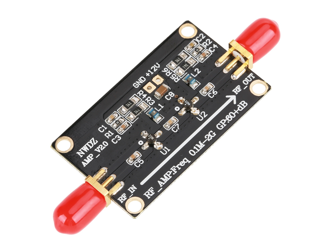 Amplificador Lna De Banda Larga Rf 0,1m-2g Ganho De Duas Etapas De 60db