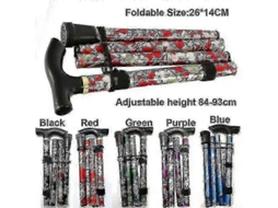 Bengala Dobrável Ajustável Alumínio Floral Caminhada Floral Para Caminhada Camping Durable Mobility Aid