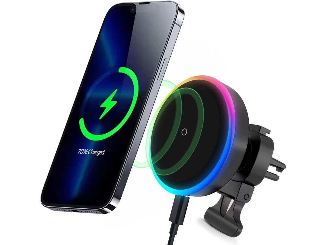 Carregador Carro Sem Ventilador Ímãs Alinham para iPhone 14/13/12 YIZHOOD Magnética Preto