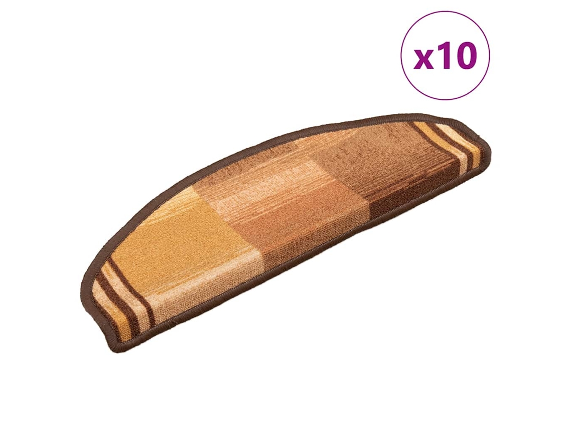 Vidaxl Tapetes De Escadas Adesivos 10 Pcs 65x21x4 Cm Castanho