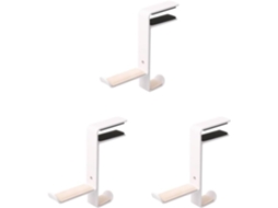 Conjunto De 3 Suportes Para Fones Ouvido Com Gancho Inteligente Uso Embaixo Da Mesa E Extremidade Curva, Branco A