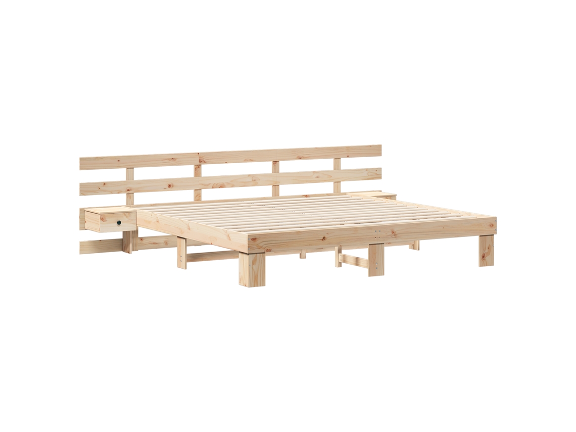 Estrado De Cama Plataforma Vidaxl Bege Madeira De Pinho Maciça (180x200 Cm)