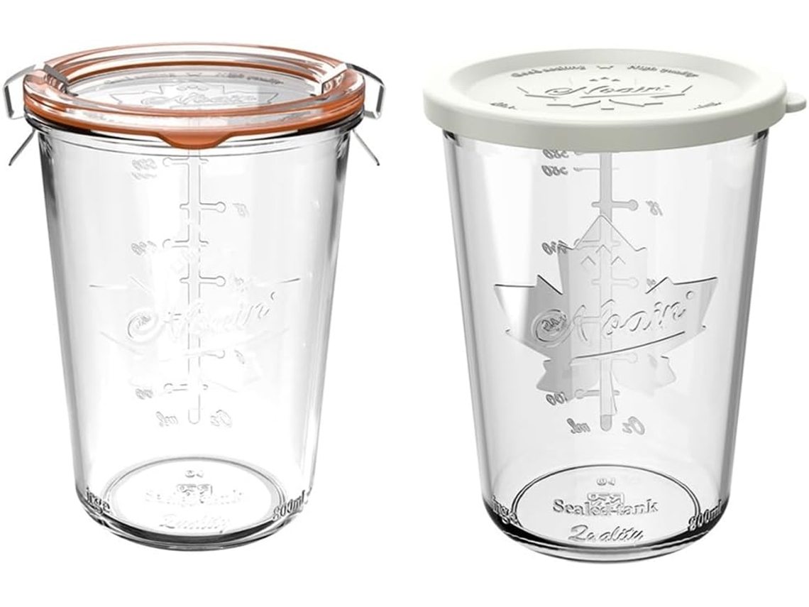 Conjunto De 2 Potes Vidro Herméticos 800ml 27oz Para Armazenar Massa Fermentada