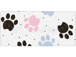 Mousepad para Computador de Grande Formato, 40 X 90 Cm, com Estampa Colorida Patas Cachorro Desenhadas À Mão e