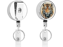 Porta Crachá Retrátil Com Clipe De Metal Do Ano Do Tigre, Portátil, Em Nylon, Com Cordão E Chaveiro De Aço