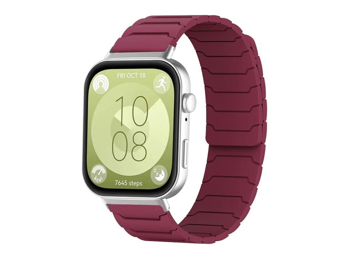 Bracelete Para Huawei Watch Fit 4 / Fit 4 Pro / Fit 3 - Silicone Magnético Vinho Tinto