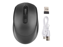Rato Mecânico Sem Fio Ergonômico Dpi Ajustável 1600 2.4g Usb Recarregável Preto