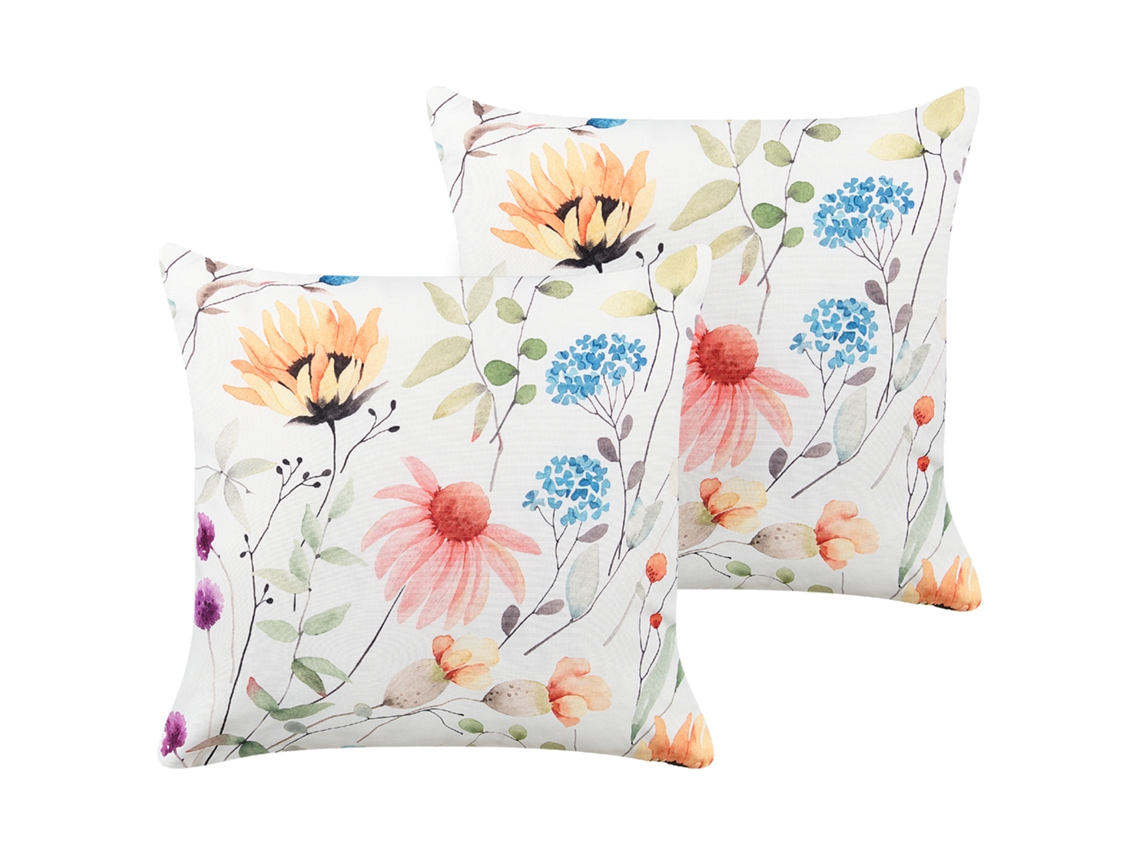 Conjunto De 2 Almofadas De Exterior Beliani Monesi De Poliéster Multicolor 45x45x10