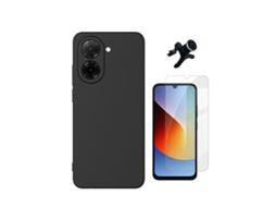 Kit Vidro Clearglass Capa Silicone Líquido Suporte Reforçado Phonecare Para Xiaomi Redmi A7 4g - Preto
