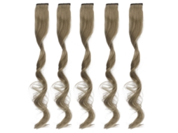 2026 5pcs Extensões de Cabelo Cacheado Longo Clip in Cor Verde Cinza com Destaques para Mulheres