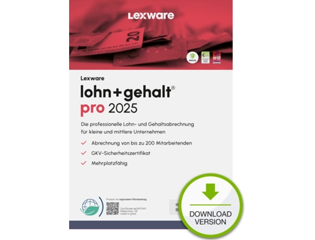 Lohngehalt Pro 2025 1 dispositivo, 1 ano Esd Downloadesd Lexware