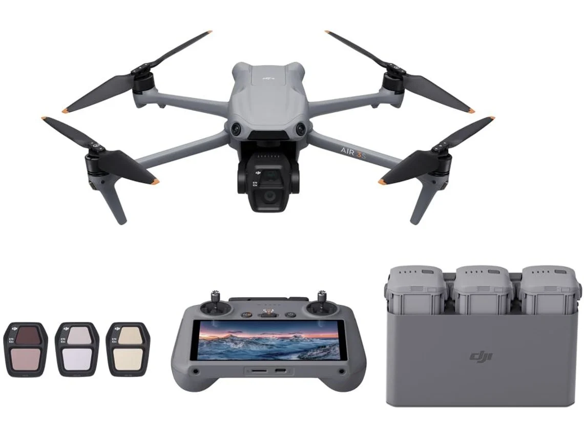 Drone DJI AIR 3S Fly More Combo RC 2 (4K - Autonomia: Até 45 min - Cinzento)