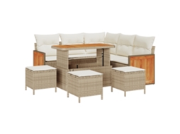 Conjunto 9 Conjunto De Sofá De Jardim Vidaxl Bege Vime Pe (216 X 216 X 85 Cm)